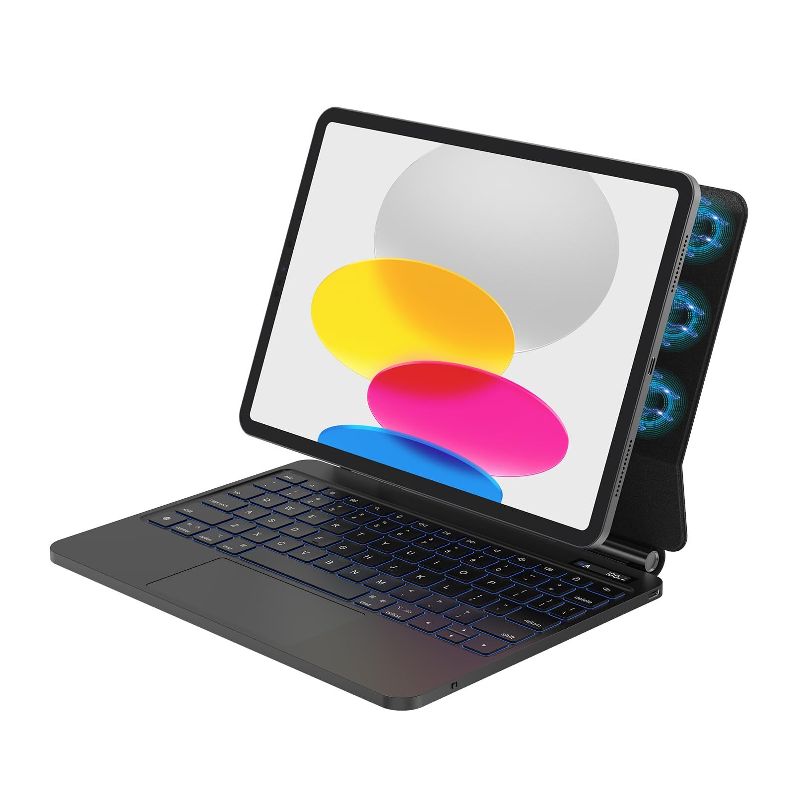 10世代/11世代通用 トラックパッド付き アイパッド 7色バックライト付き 10.9インチ対応スマートキーボード iPad第10世代 磁気吸着ケース 11インチ&2022 A16 日本語配列 iPad 日本語説明書 2025 BETTDOW ブラック マジッ