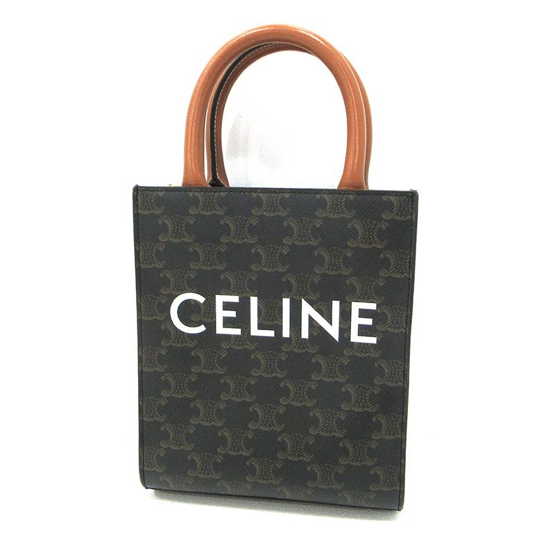 【三重本店】 中古 CELINE | セリーヌ ショルダーバッグ バーティカルカバミニ 2wayバッグ トリオンフ ブラウン 【122】