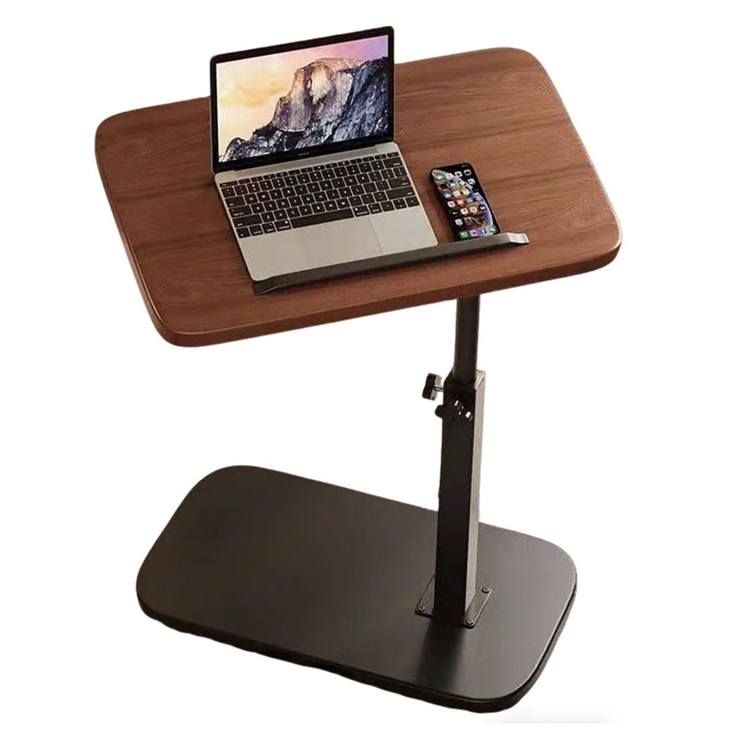 新品 サムコス サイドテーブル 昇降式 無段階高さ調節可 可動式テーブル 360度自由回転 ソファーテーブル耐水 高温に強い 安定 耐荷重がいい 耐久性 小型 ベッドサイドテーブル 省スペース おしゃれ 組立簡単 寝室用 介護用 安定性 くるみ色