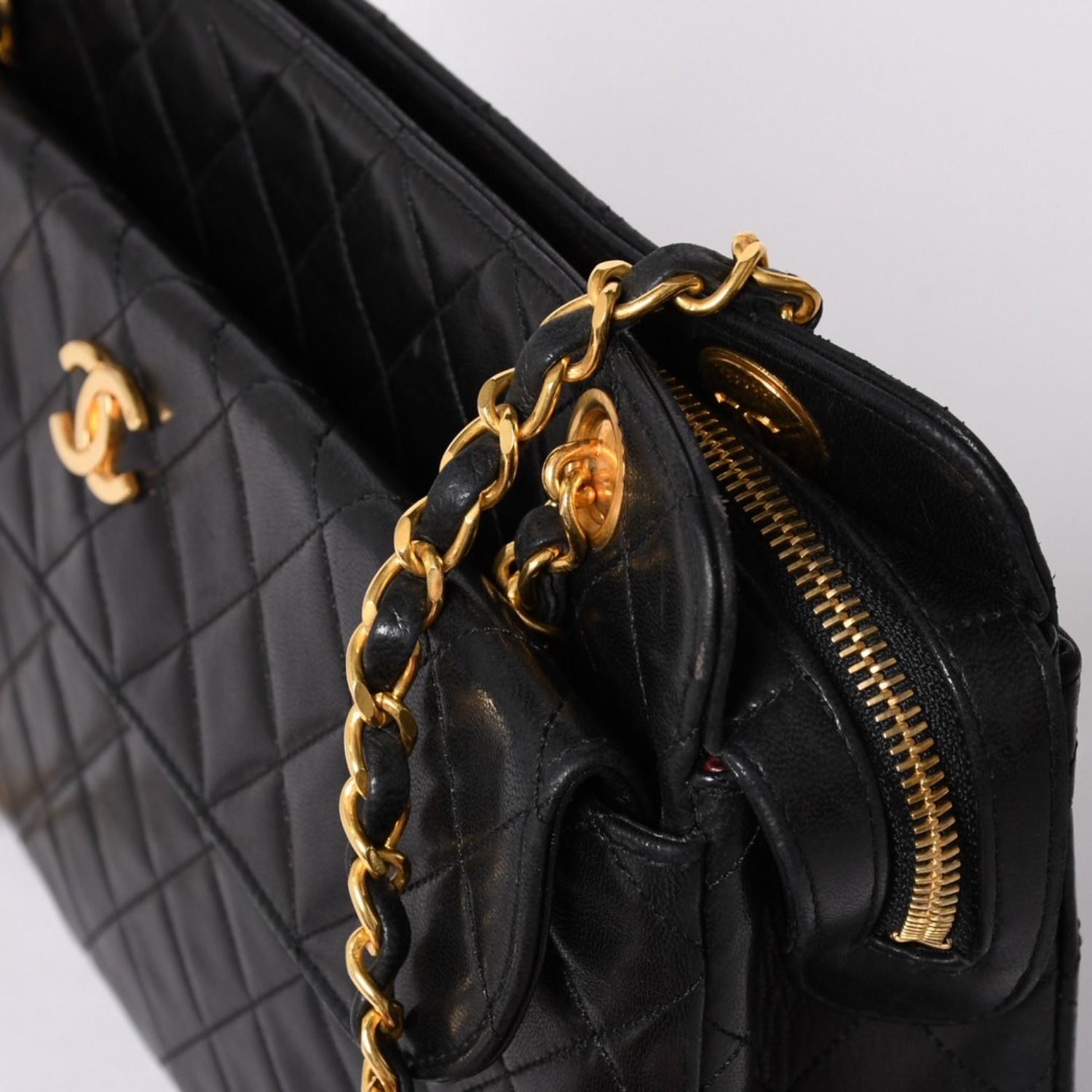 CHANEL シャネル チェーントートバッグ 1番台 ココマーク ラムスキン 