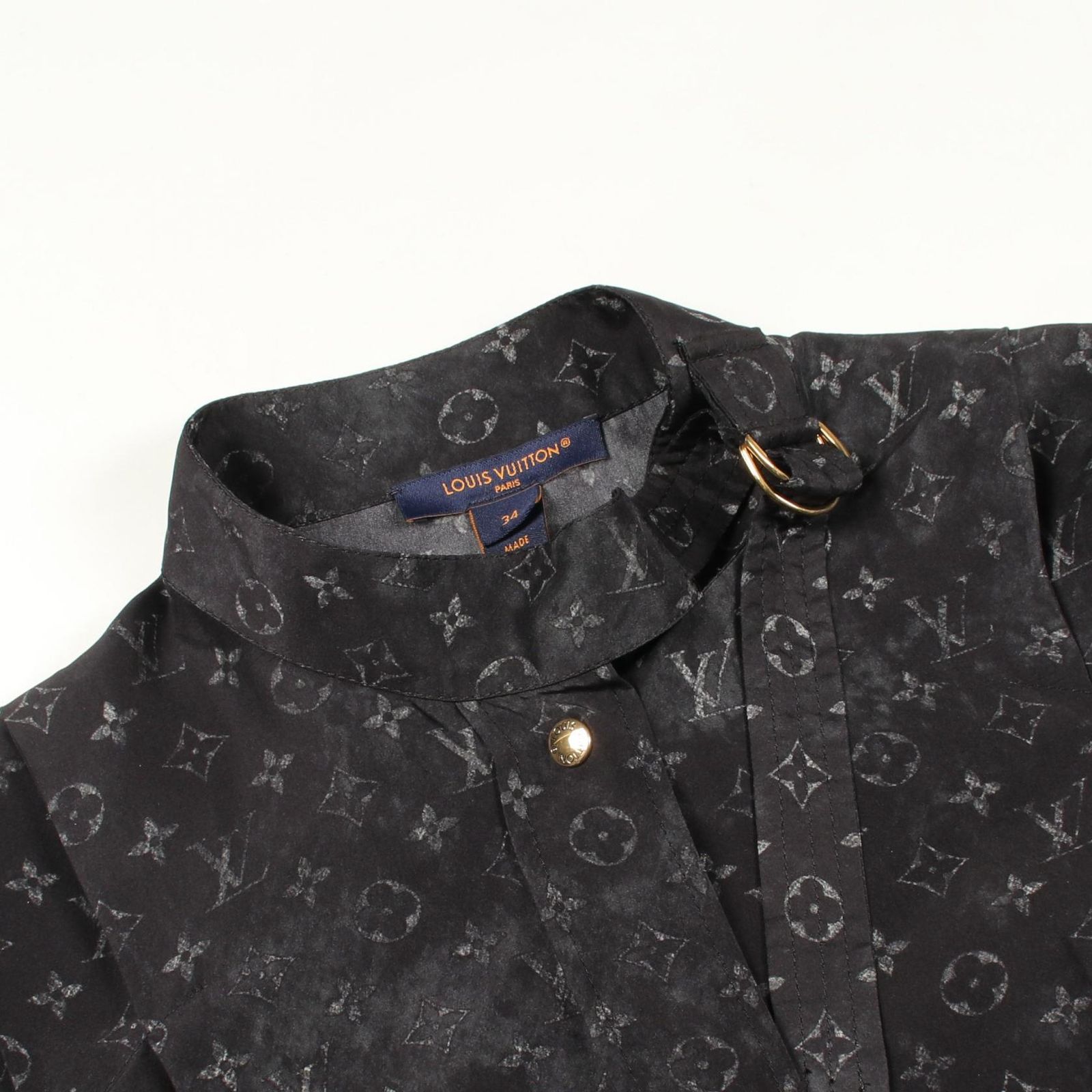 LOUIS VUITTON ルイヴィトン ブラウス 38 シルク混 フランス製 ルイ・ヴィトン LOUIS VUITTON ブラウス モノグラム シルク ブラウス