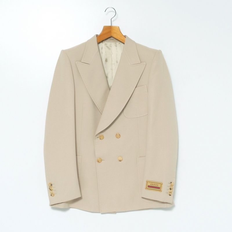GUCCI テーラードジャケット クリーム色 □美品□GUCCI グッチ テーラードジャケット サイズ54 ダブルブレスト