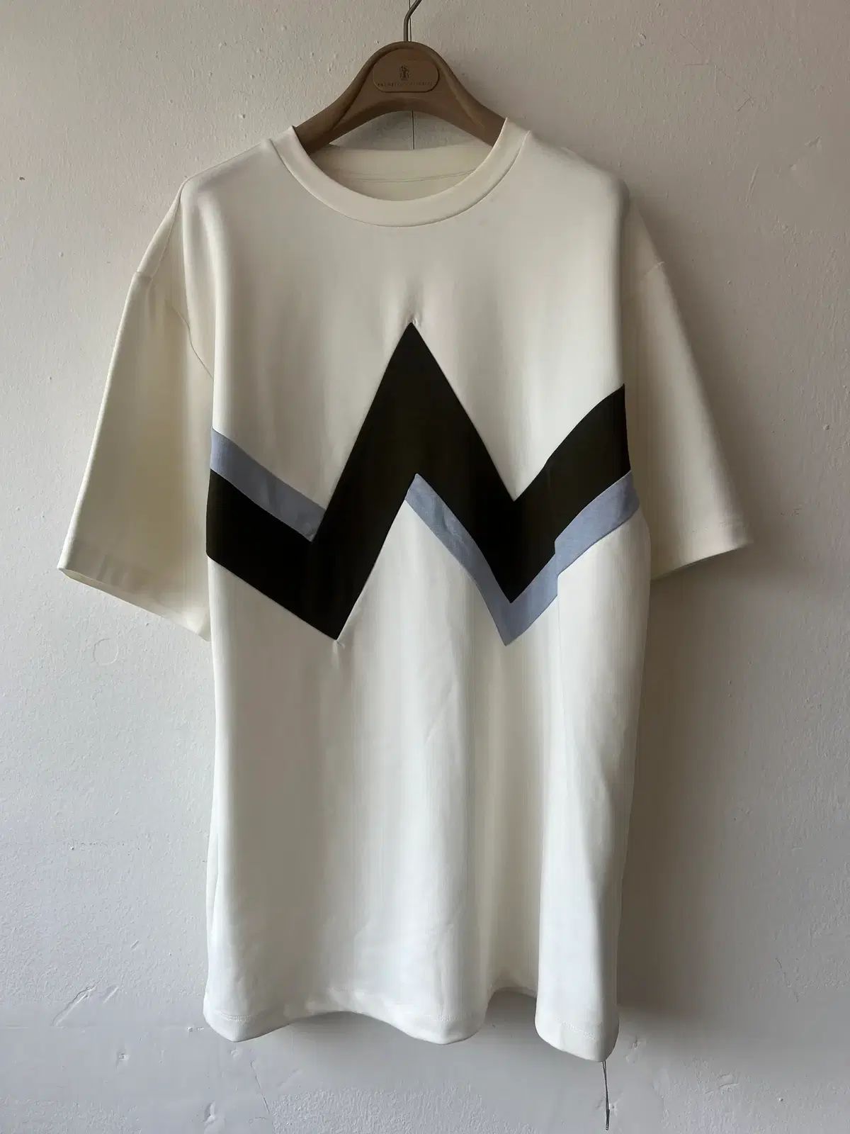 システム メンズ アイボリー ラウンドTシャツ 半袖Tシャツ