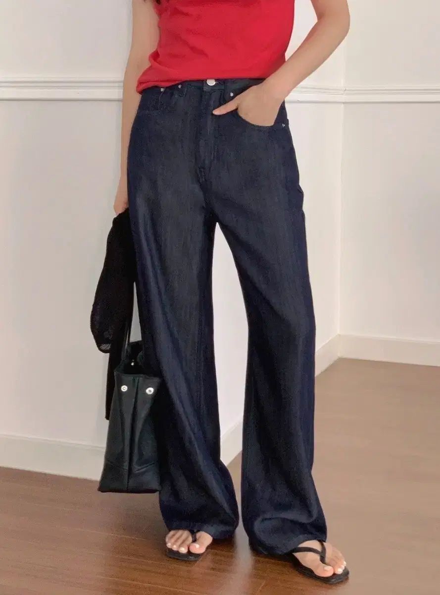 ノンフェイド 生デニム ワイド デニムパンツ