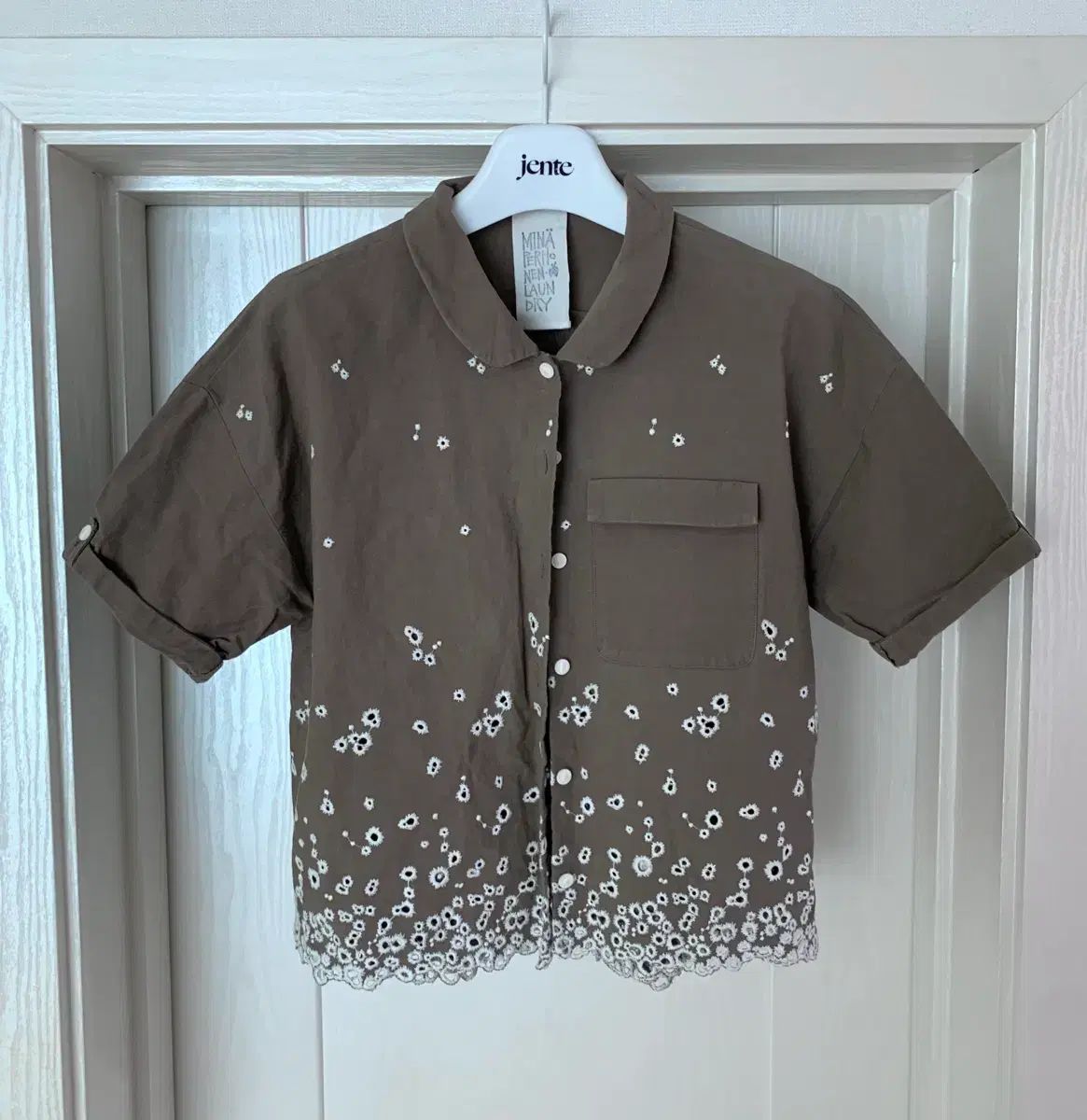 ミナ ペルホネン sunny spots 刺繍 半袖シャツ 36サイズ