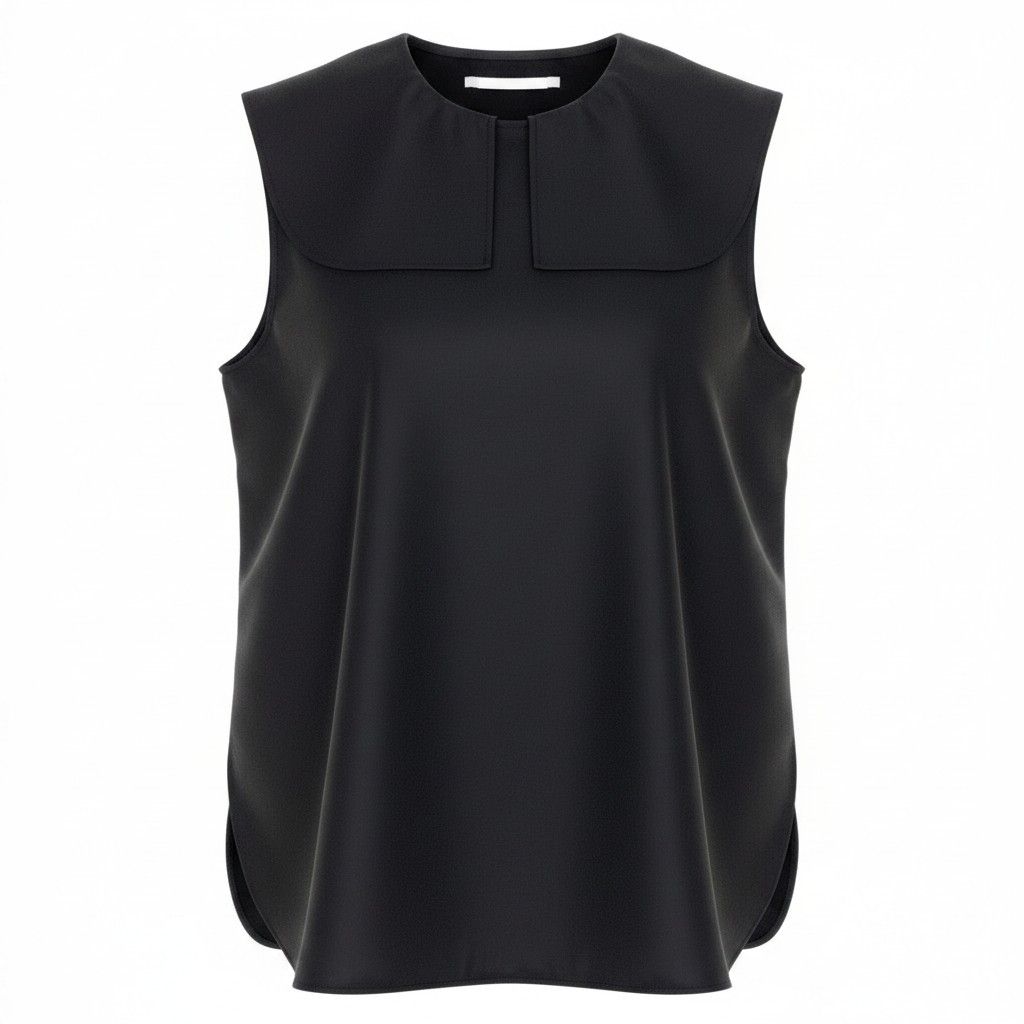 Ee7 JILSANDER ジルサンダー 襟付 ノースリーブブラウス トップス サイズ32 ブラック レーヨン シルク レディース 女性用u02t