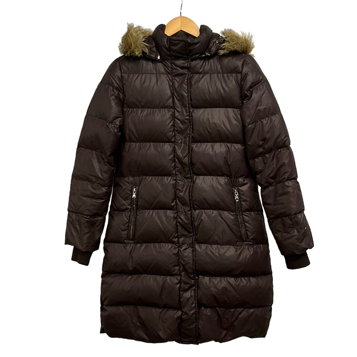 TOMMY HILFIGER(トミーヒルフィガー) ダウンコート サイズM レディース ダークブラウン 冬/フード・ファー着脱可