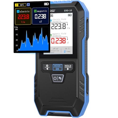 FNIRSI ERD-10 4-in-1 電磁波測定器 電界（EF）・磁界（GF）・高周波電磁波（RF）・温度 曲線表示対応 2.4インチ高精細カラー画面 EMFメーター 充電式 ハンドヘルド 家庭用/オフィス用/屋外対応kk