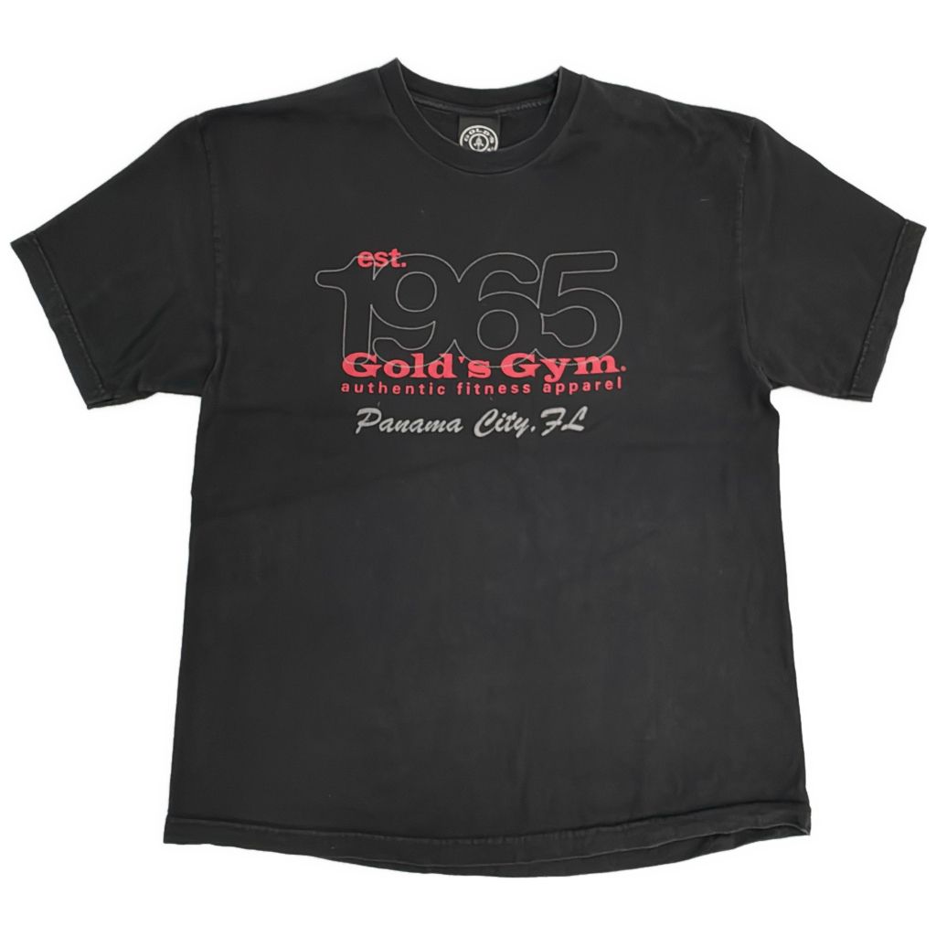 00年代 USA製 GOLD'S GYM ゴールドジム 半袖Ｔシャツ 企業ロゴ ブラック(メンズ XL)中古 古着 Y0507