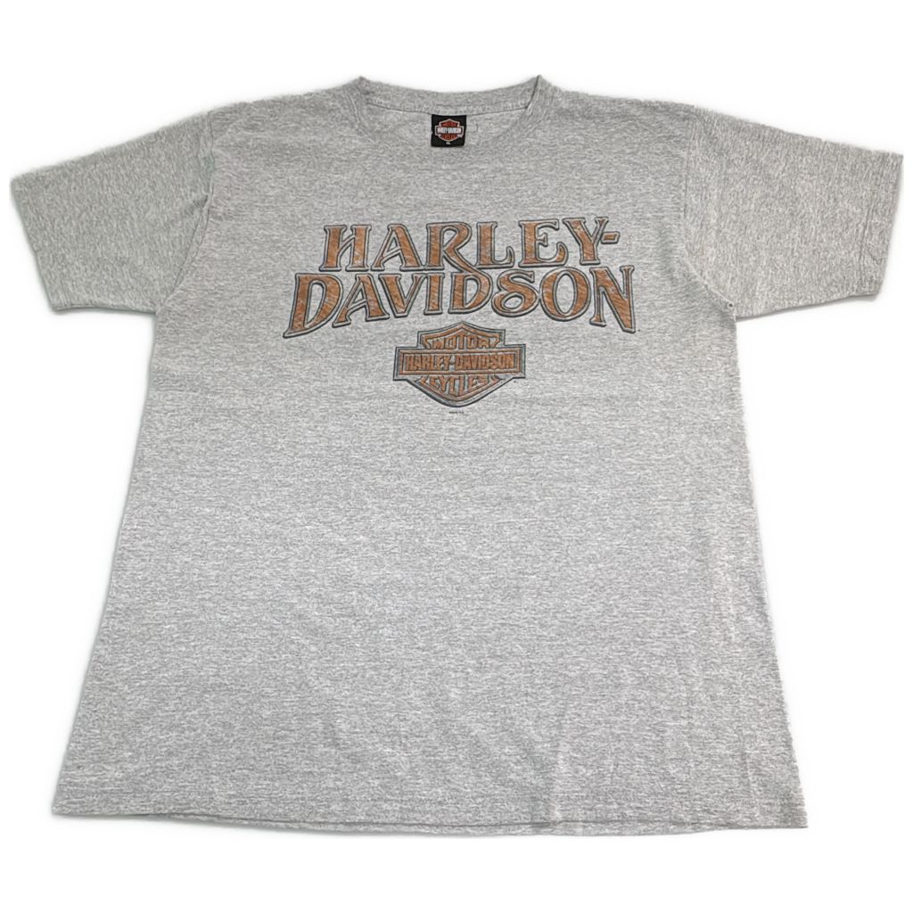 00年代 USA製 HARLEY DAVIDSON ハーレーダビッドソン 半袖Ｔシャツ モーターサイクル グレー(メンズ XL)中古 古着 Y0567