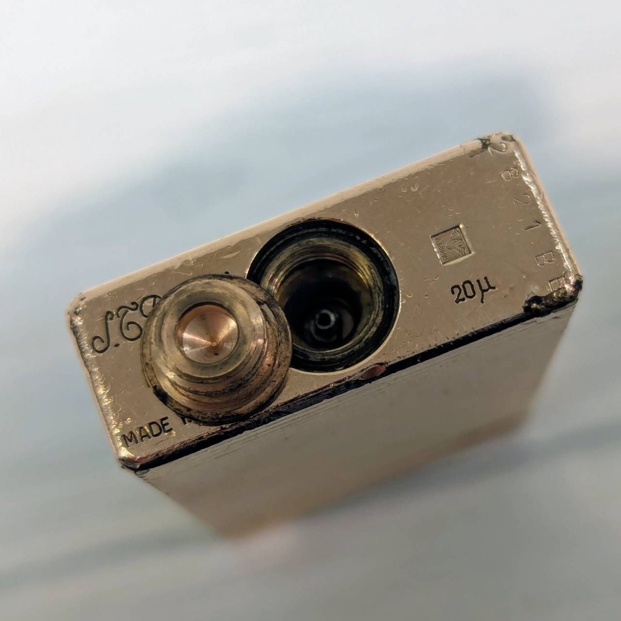 【塩】S.T.Dupont デュポン LIGNE1 L ライン1L 初期型 ゴールド・ボーダー ガスライター【23580MO】E7