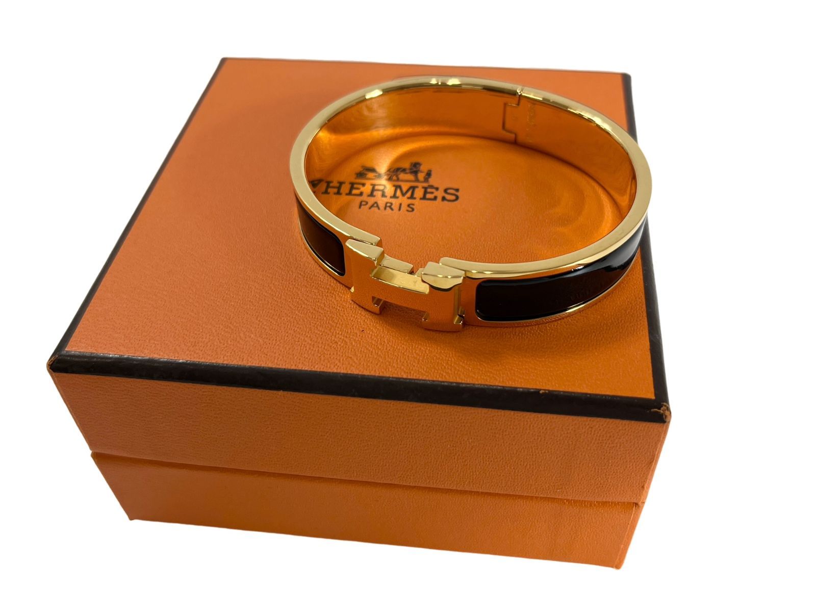 HERMES エルメス クリックH バングル エナメルブレスレット ブラック 