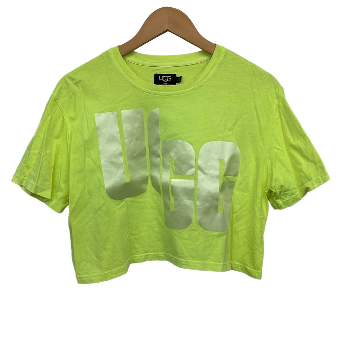 UGG(アグ) 半袖Tシャツ サイズXS レディース美品 - ライトイエロー×白 クルーネック/ショート丈
