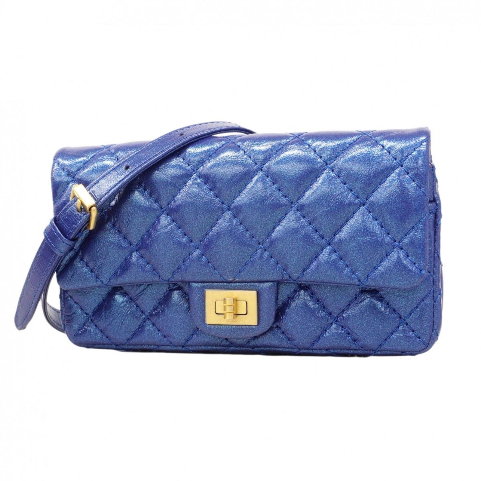 シャネル(Chanel) シャネル ショルダーバッグ 2.55 マトラッセ レザー ブルー レディース