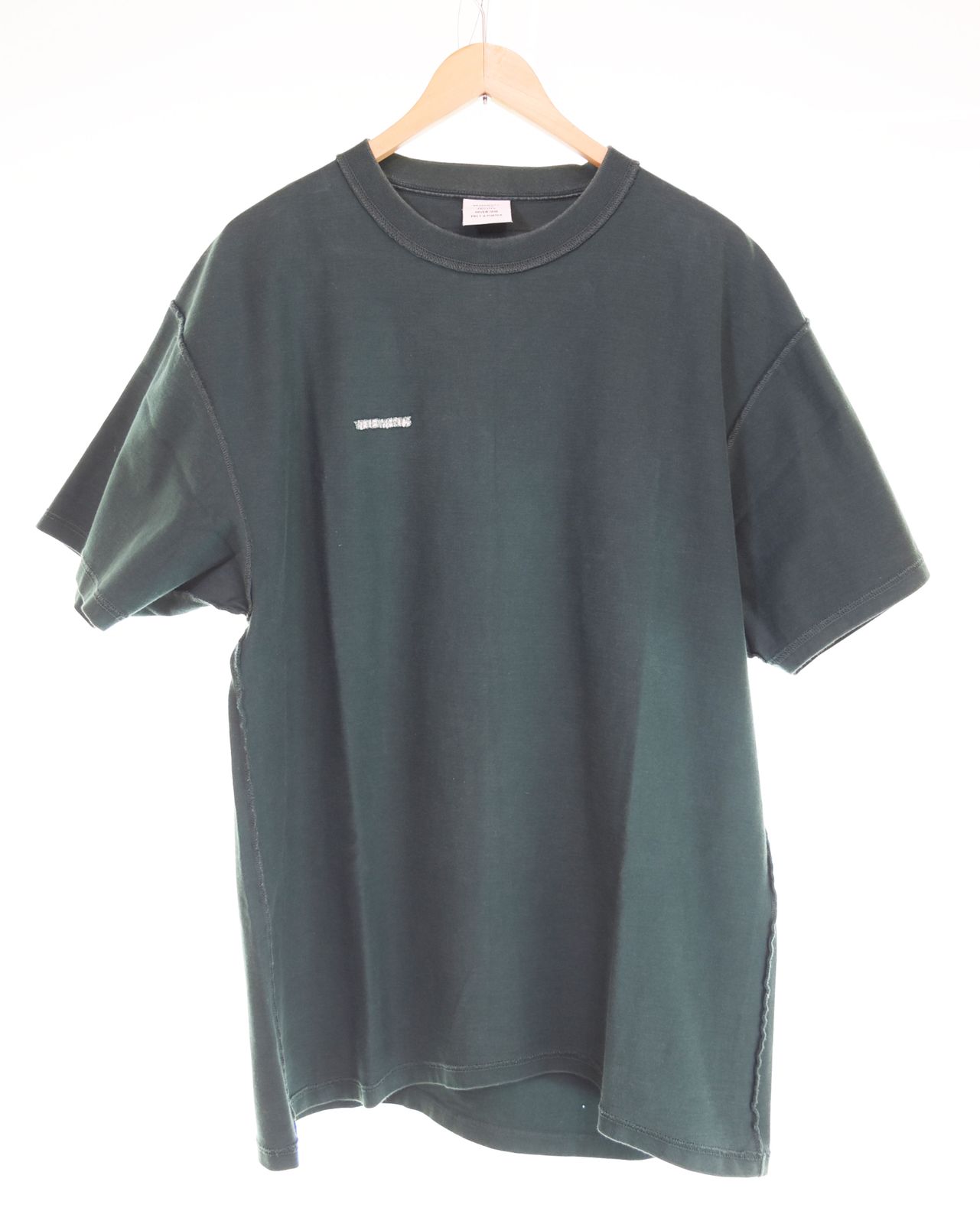 ヴェトモン VETEMENT Inside Out Embroidered Logo Tee インサイドアウトTシャツ カットソー XS Tシャツ グリーン SSサイズ 103MT-4503
