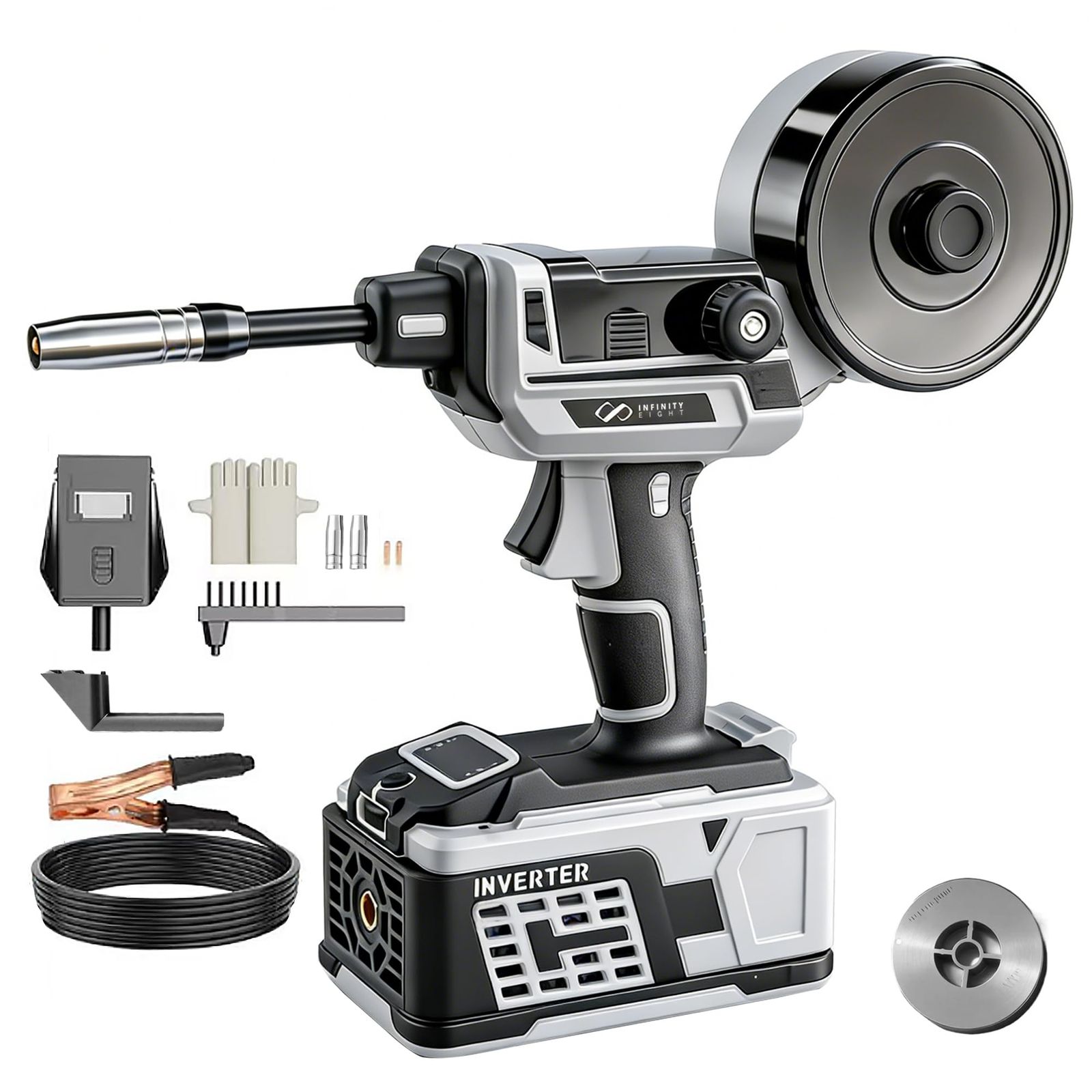 ☆新品☆INJP-2512 溶接機 半自動 ノンガス MIG溶接機 AC100-110V 1.5kg 超軽量 ポータブル 家庭用 初心者向け アークフォース ホットスタート機能内蔵 適合ワイヤ0.8mm/1.0mm 現場修理 DIY 金属加工 12b2c070