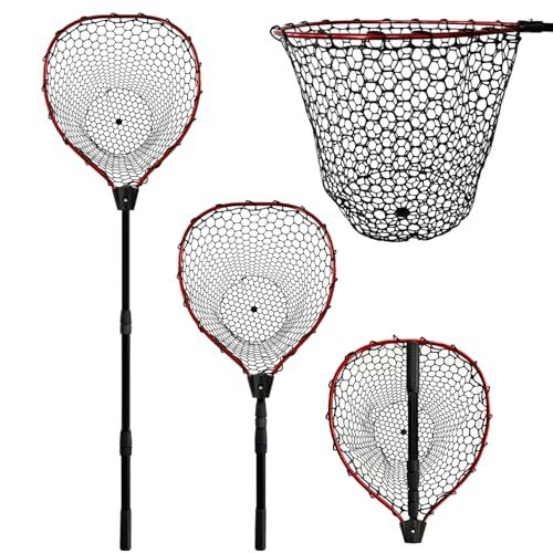 伸縮式 162cmゴム製のフィッシングネット ランディングネット 中型~大型魚対象/軽量アルミボディ携帯用です します 淡水/海水両用 フィッシングたも ガサガサ網 ヘキサネット タモアミ タモ 釣り(黒い侍です)(赤です)★ 8c8dc958
