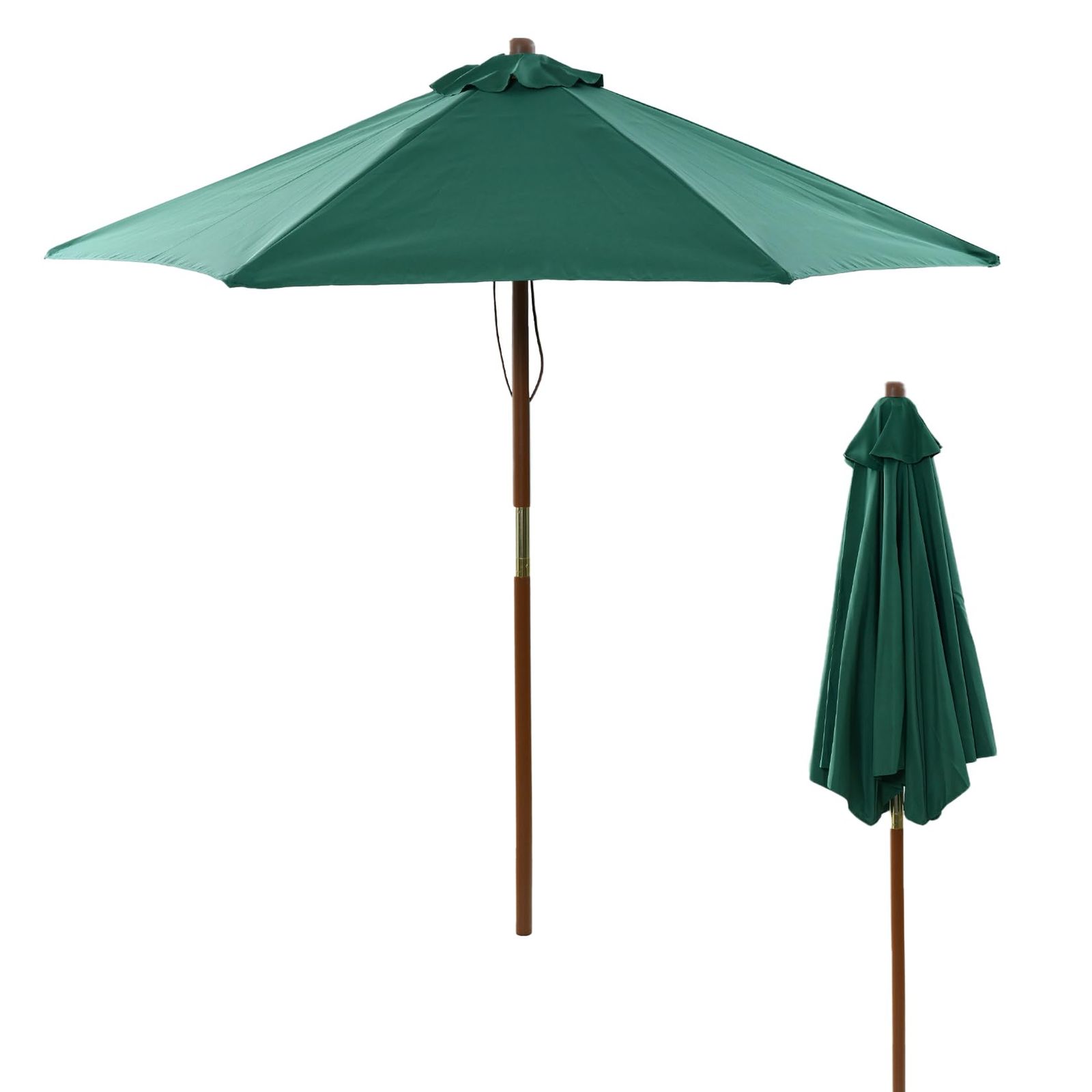 ガーデンマスター(Gardenmaster) ガーデン パラソル 木製パラソル (直径210cm) お庭 ベランダ テラス バルコニー 日よけ 大型 風に強い NMP-21(GR) グリーン★ 5430d486