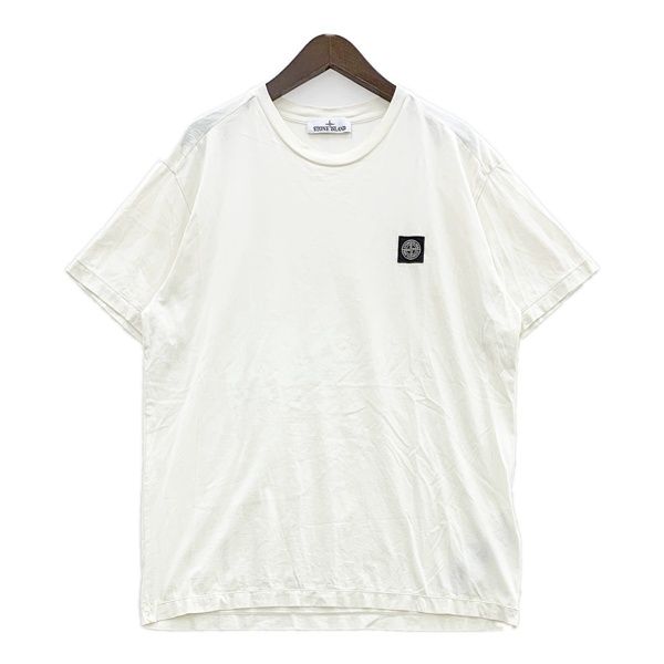 STONE ISLAND ストーンアイランド 半袖 Tシャツ カットソー クルーネック K1S152100039 S0013 ロゴ 刺繍パッチ メンズ XLサイズ ホワイト トップス DM18908■