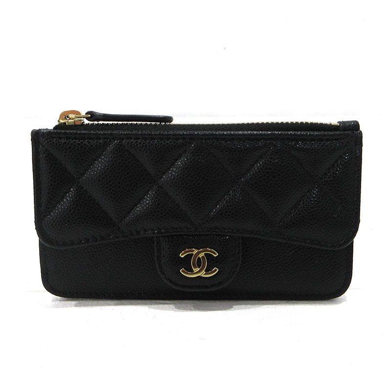 【三重本店】 中古 CHANEL | シャネル カードケース クラシックジップ コインケース AP2570 マトラッセ ブラック 【125】