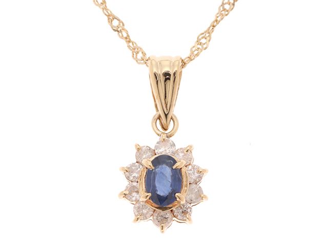 no brand ノーブランド ジュエリー K18YG/S約0.30ct/D約0.20ct/約1.9g　【205】 貴金属･宝石 ネックレス K18イエローゴールド K18YG/サファイア/ダイヤモンド イエロー ユニセックス【中古】