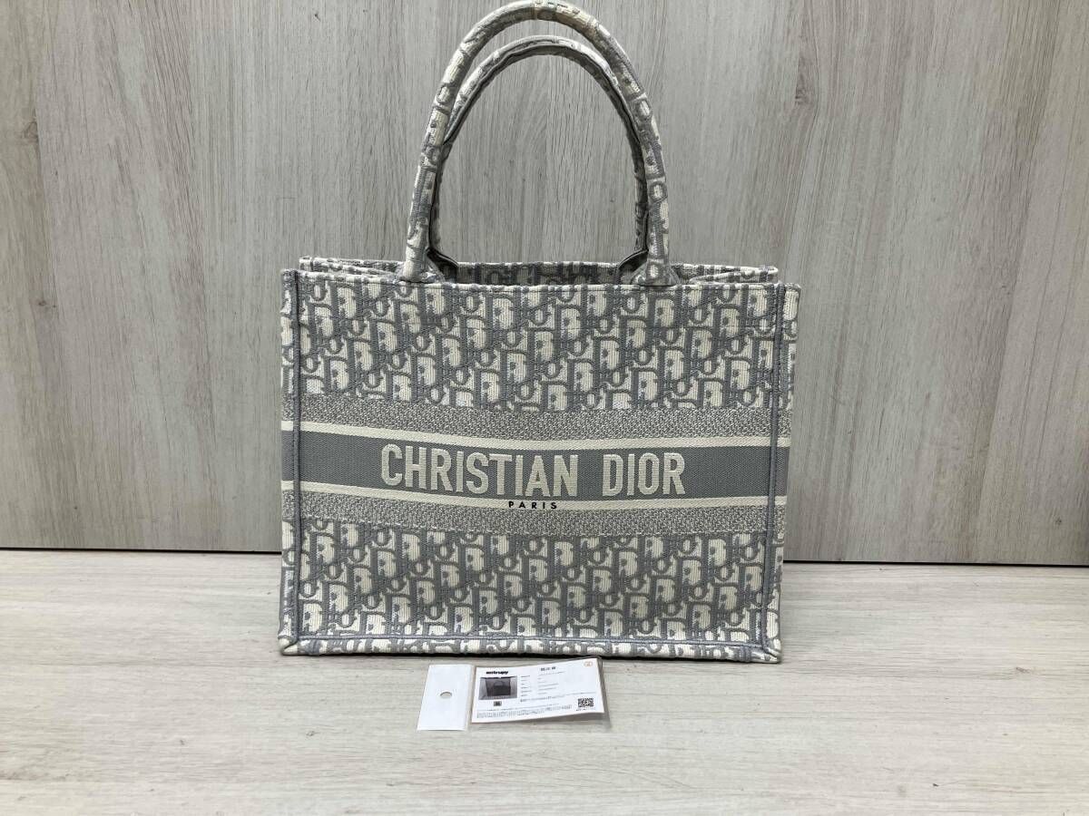【鑑定書付き】 Christian Dior 50-MA-0221／ブックトートミディアム バッグ グレー 104,441円