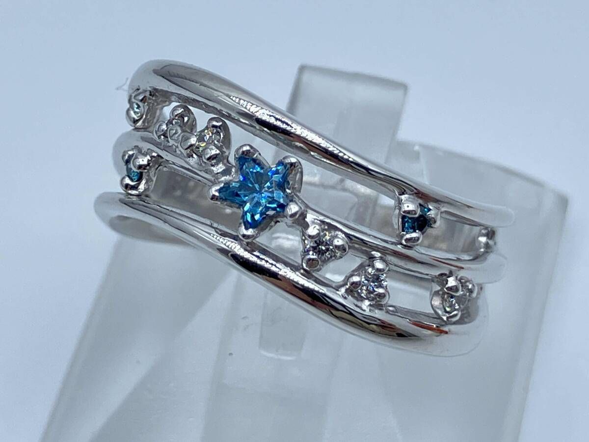 鑑定書付き/K18/ダイヤモンド/0.096ct/0.08ct/#11/5.4g/ゴールド/ホワイトゴールド/リング
