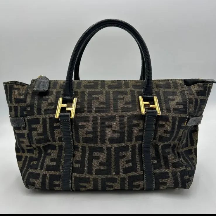 FENDI ハンドバッグ フェンディ キャンバス ズッカ柄 レザー ズッカ トートバッグ ヴィンテージ