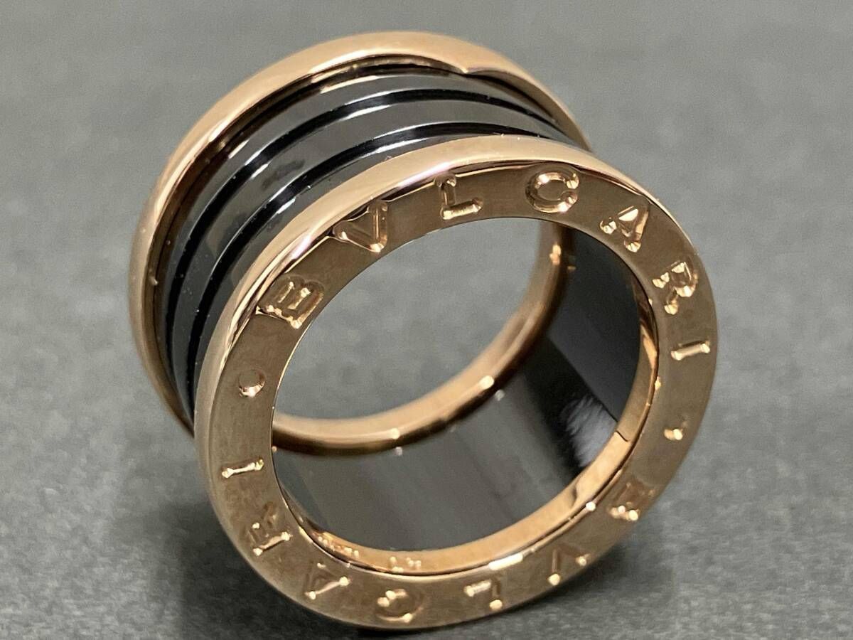 【クリーニング済】BVLGARI B-zero1 総重量約8.9g K18 約6.5号 ブルガリ ビーゼロワン 4バンド セラミック リング