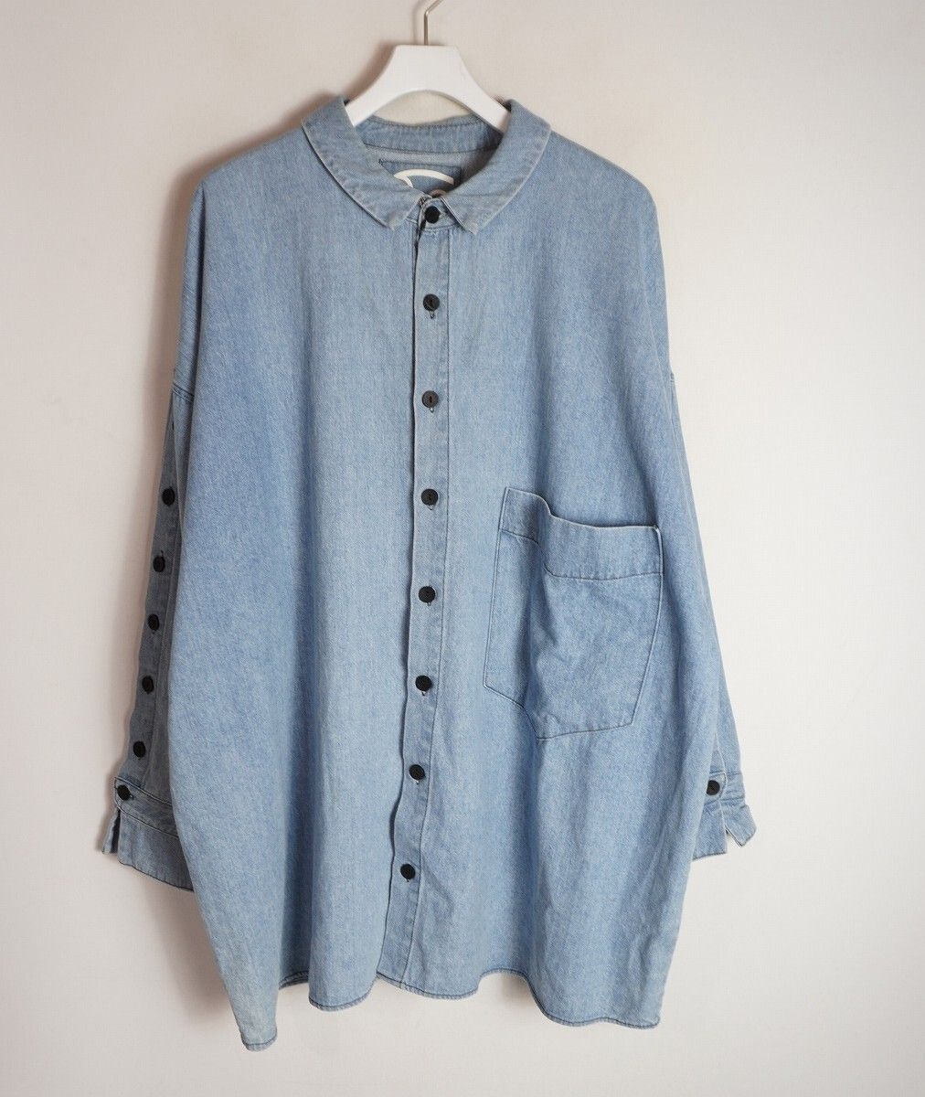 正規 69us sixty nine シックスティナイン　BUTTON UP SLEEVE SHIRT ボタンアップ デニム プルオーバー シャツ 青 サイズ M L 2624Q★2 5,850円