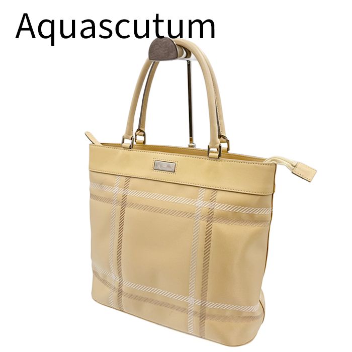 Aquascutum アクアスキュータム トートバッグ チェック柄 ベージュ レディース
