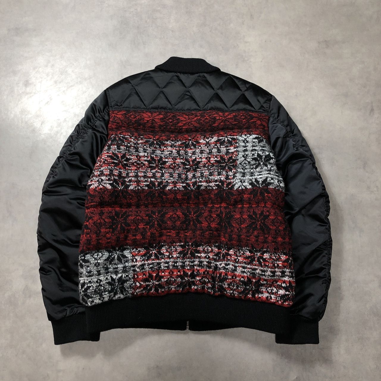 GQ5419◇DIESEL : ノルディックニット切替 ダウンジャケット◇M◇赤/黒 