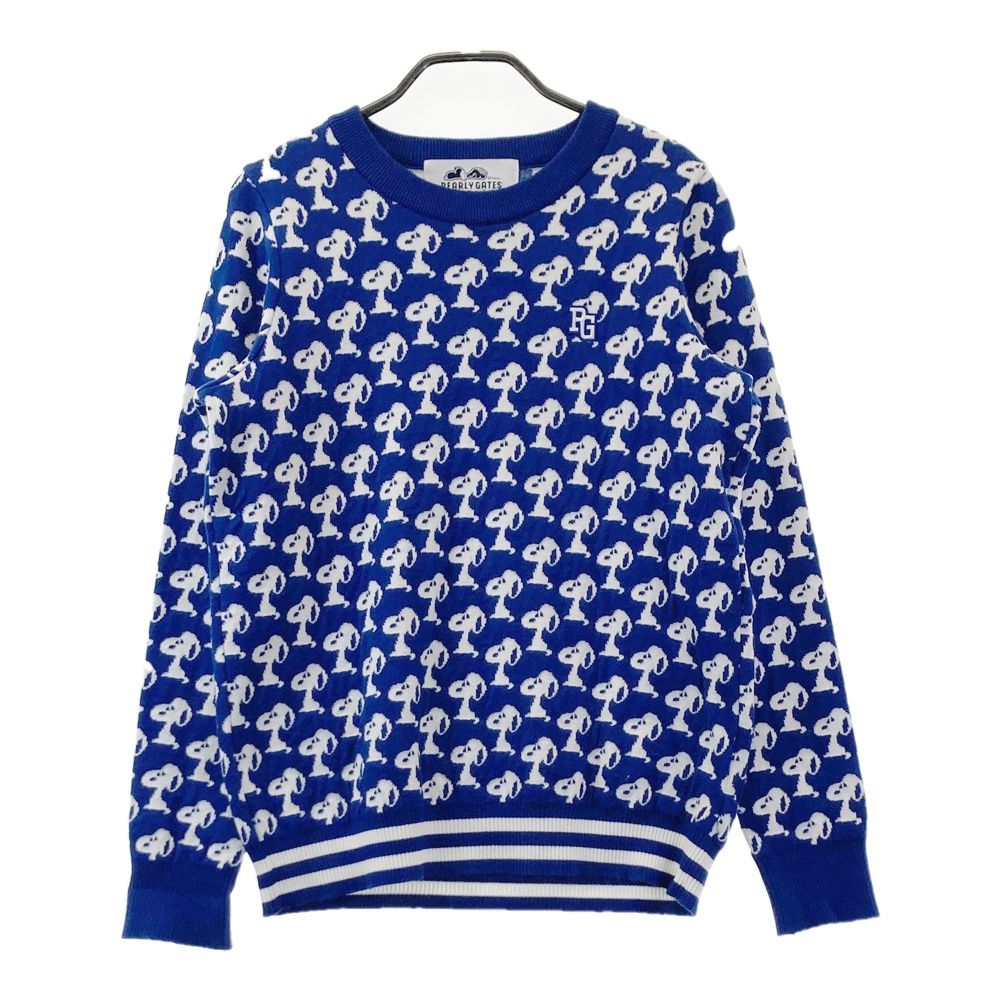サイズ：0 PEARLY GATES パーリーゲイツ ×PEANUTS ニットセーター スヌーピー柄 ブルー系 [240101679721] ゴルフウェア レディース ストスト
