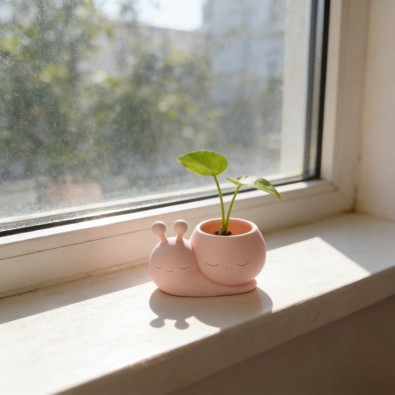 鉢植え 植木鉢 プランター プラントポット フラワーポット ガーデニング プラスチック 屋内 屋外 インテリア 庭 玄関 ピンクのカタツムリ 可愛い 多肉植物 サボテン ミニサイズ ユニークデザイン