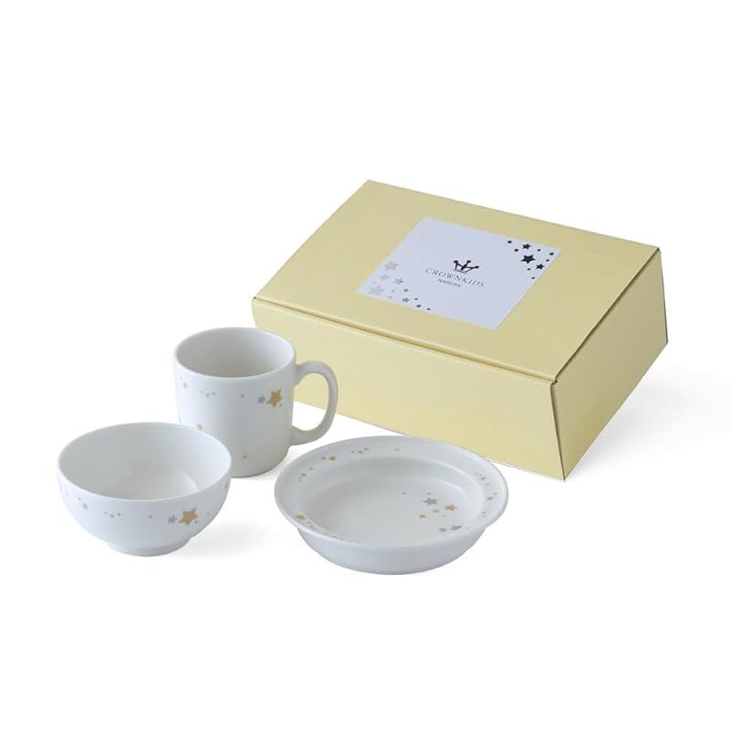 NARUMI(ナルミ) 子供用 食器セット シャイニングスター 3点セット かわいい すくいやすい食器 出産祝い お食い初め 離乳食 ギフト 電子レンジ温め 食洗機対応 日本製 ギフト箱入り 41795-33551 1