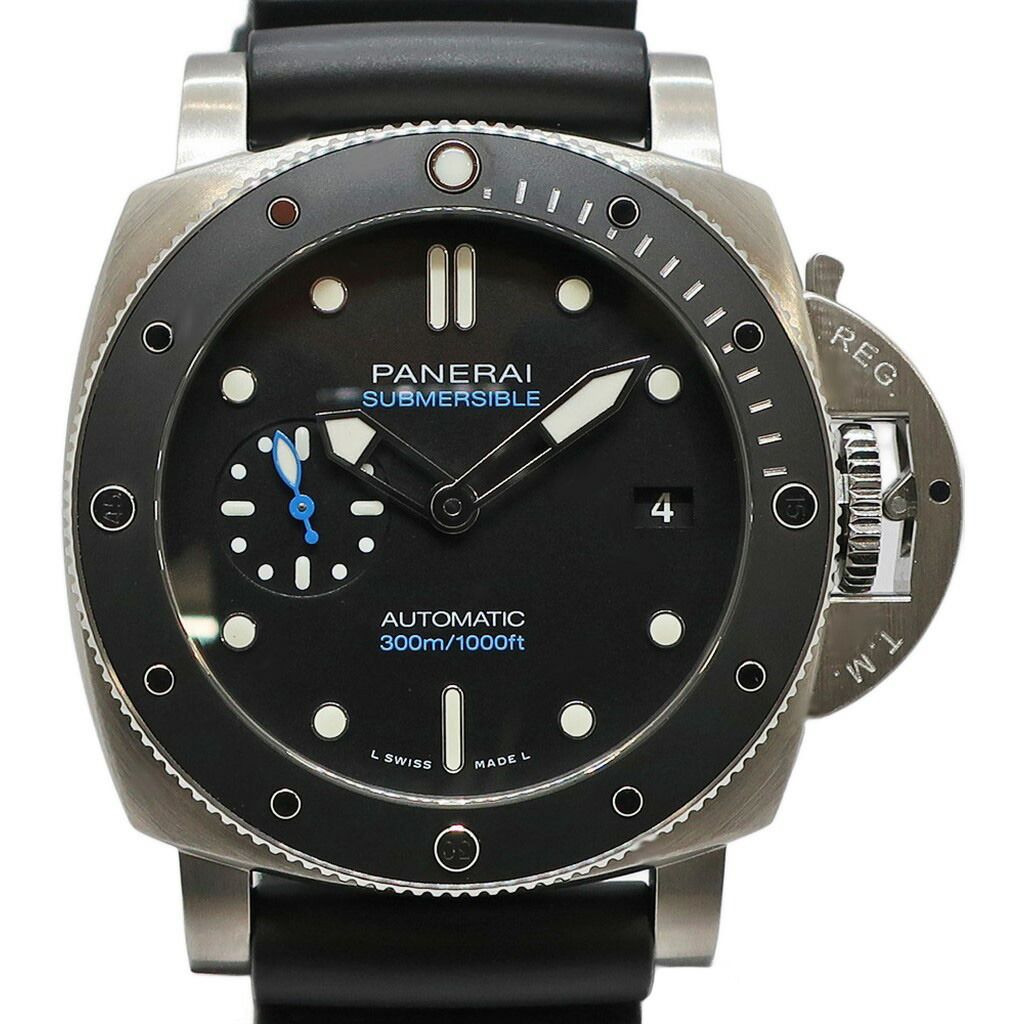 【天白】PANERAI パネライ サブマーシブル 42mm PAM00683 メンズ ブラック SS ラバー 自動巻き 腕時計 保証書付 2023年 男