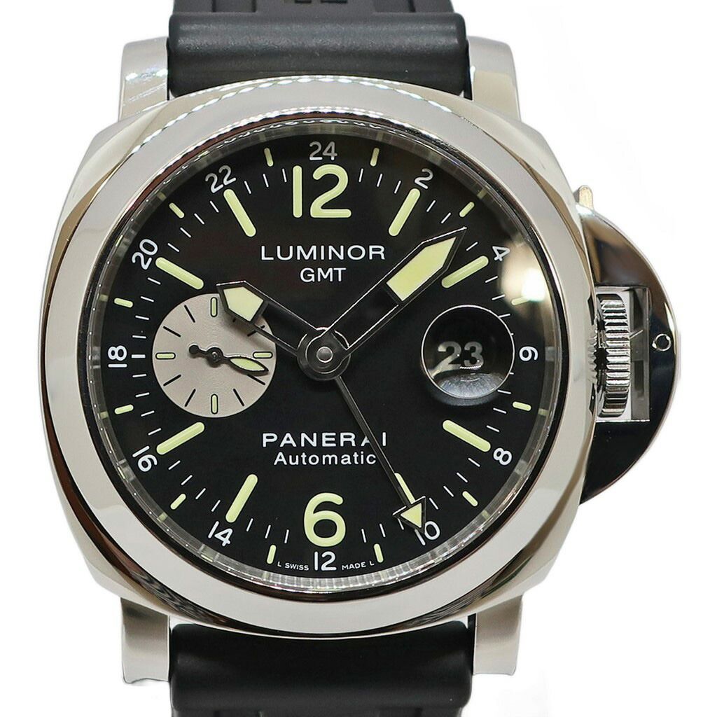 【天白】仕上済 PANERAI パネライ ルミノール GMT 44mm PAM00088 P番 メンズ ブラック SS ラバー 自動巻き 腕時計 男