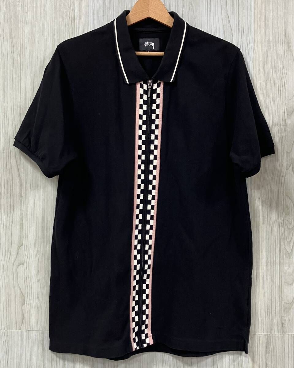 Stussy/ステューシー/半袖ポロシャツ/Julian FullZip ShortSleeve Polo/ブラック/サイズ XL/1140076