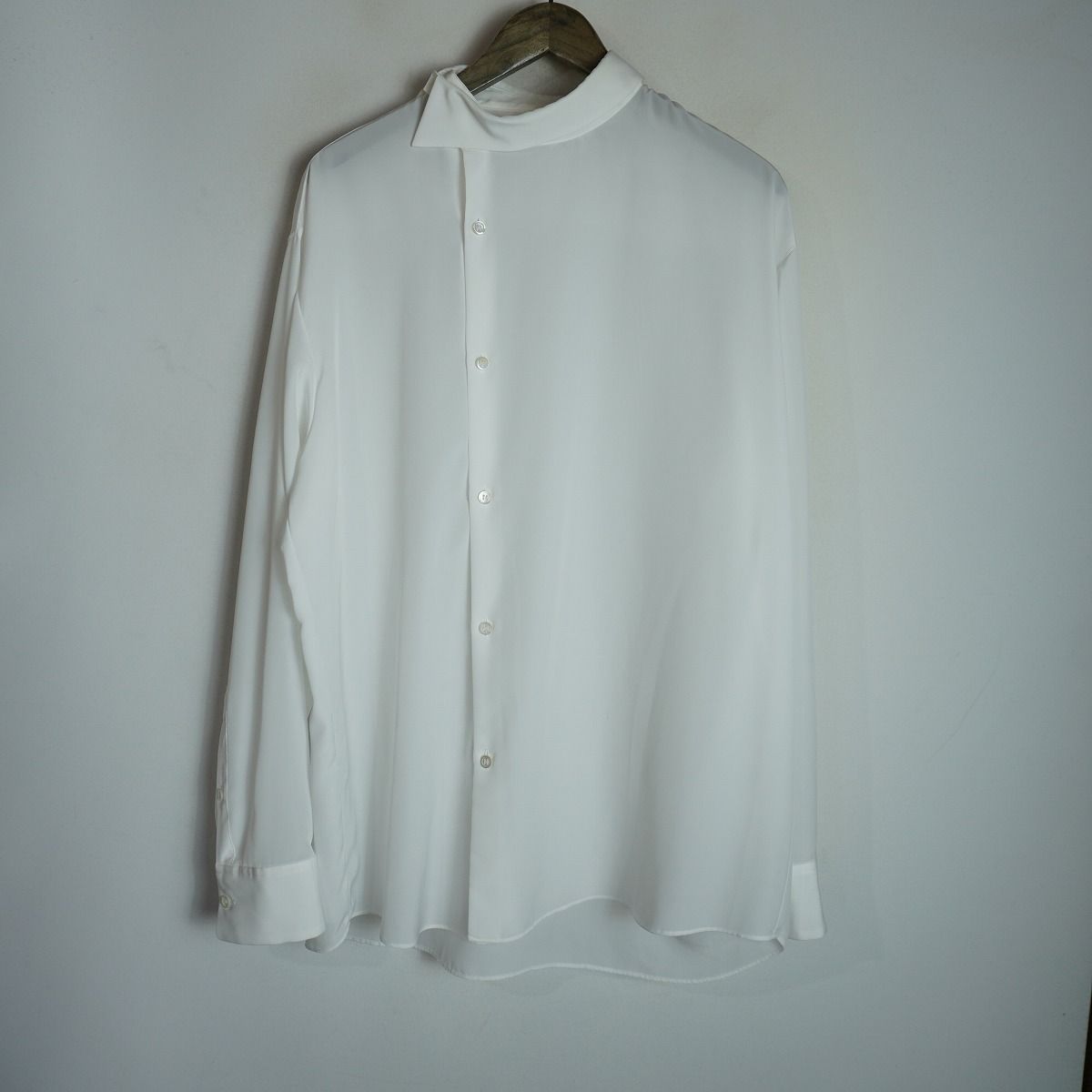 24AW LAD MUSICIAN ラッドミュージシャン DIAGONAL BIG SHIRT ダイアゴナル ビッグ デシン シャツ 長袖 2224-107 白 サイズ46 1229P★4