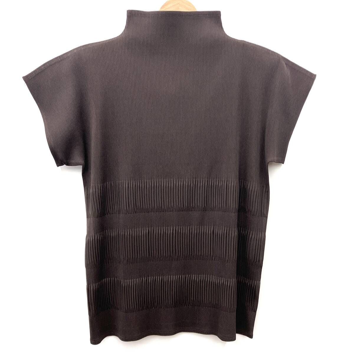 PLEATS PLEASE ISSEY MIYAKE プリーツプリーズ イッセイミヤケ PP93-FK883 半袖カットソー ブラウン サイズ3