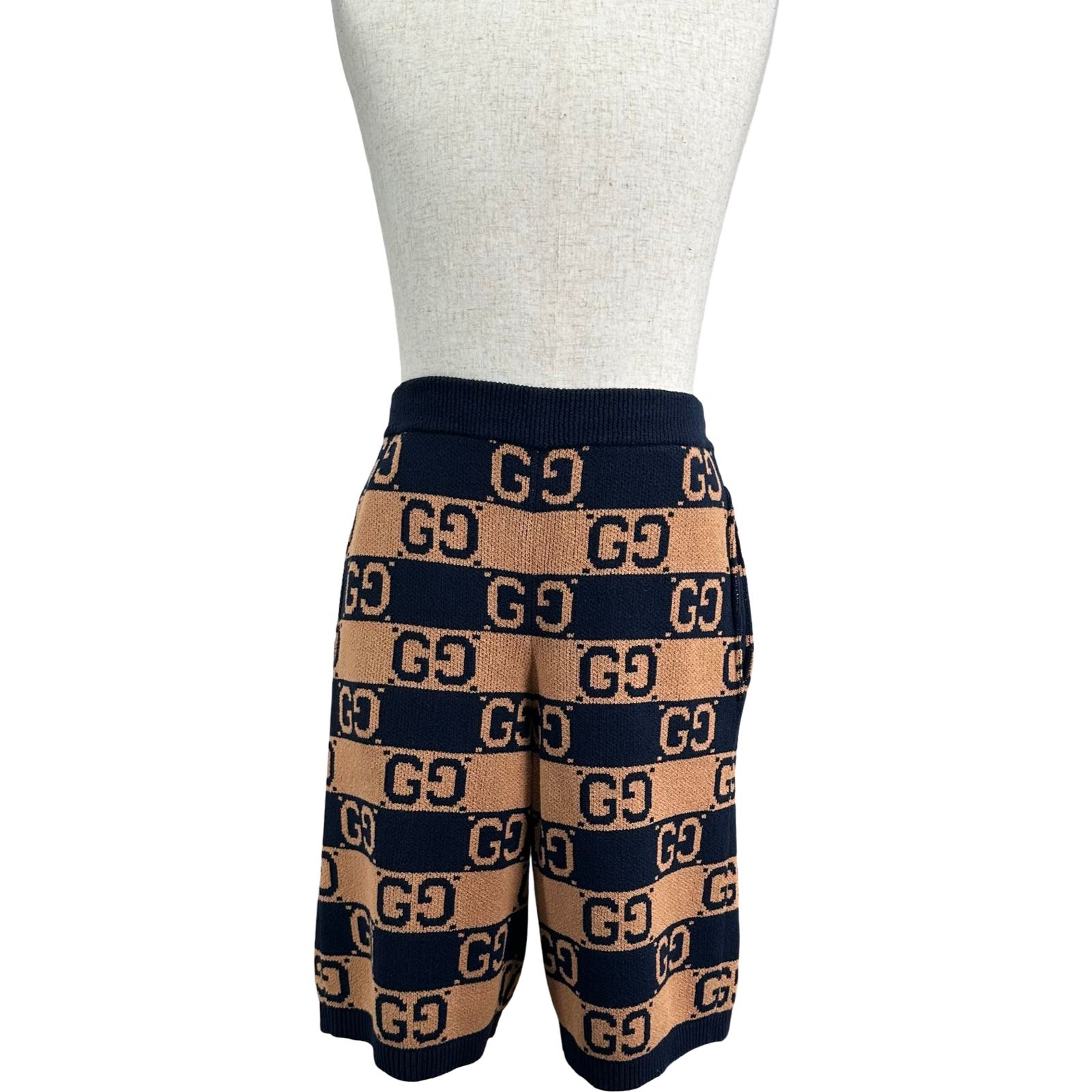 グッチ GUCCI GG総柄コットンニットハーフパンツ 752098 ネイビー コットン メンズ ショートパンツ