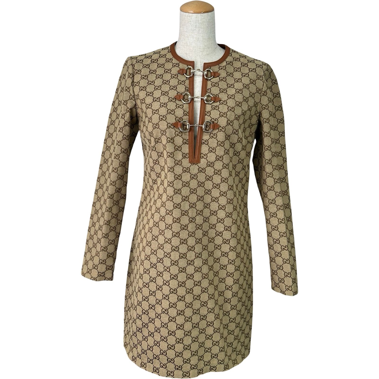 グッチ GUCCI GGキャンバスホースビットドレス 820404 ブラウン コットン レディース ワンピース