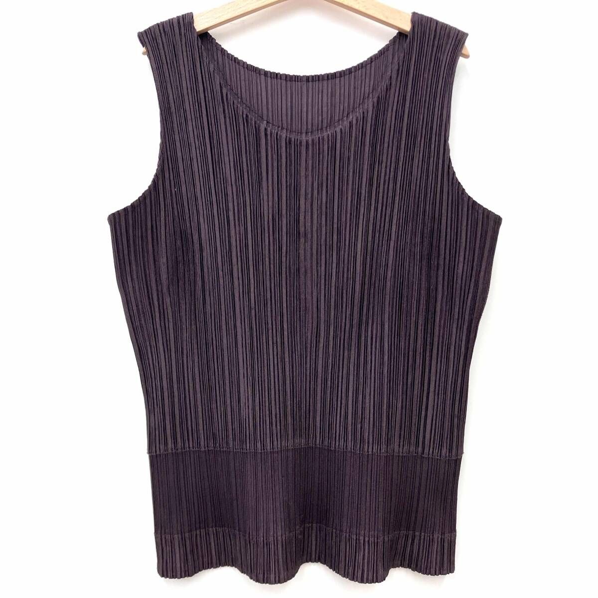 PLEATS PLEASE ISSEY MIYAKE プリーツプリーズ イッセイミヤケ PP93-JK695 ノースリーブ ブラウン サイズ3