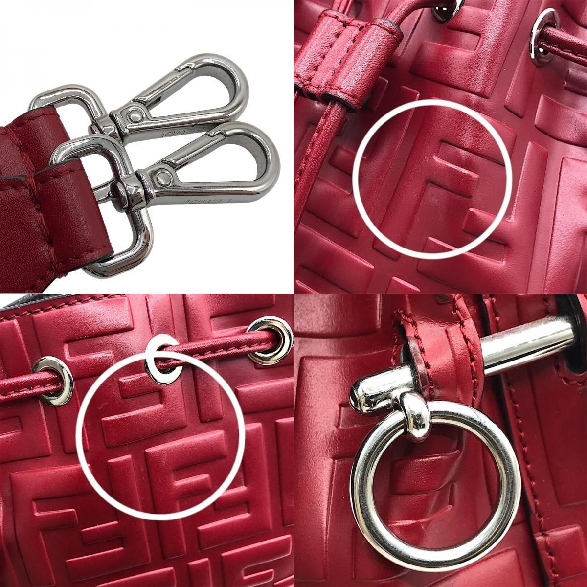 フェンディ FENDI モントレゾールミニ 8BS010 レッド エンボスレザー