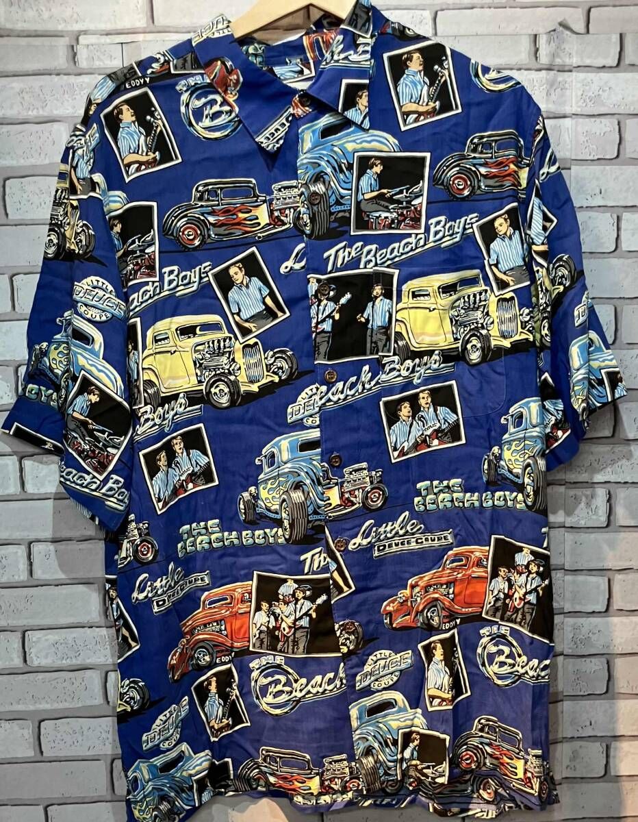 Reyn spooner レインスプーナー アロハシャツ THE BEACH BOYS レーヨン サイズL アメカジ ネイビー
