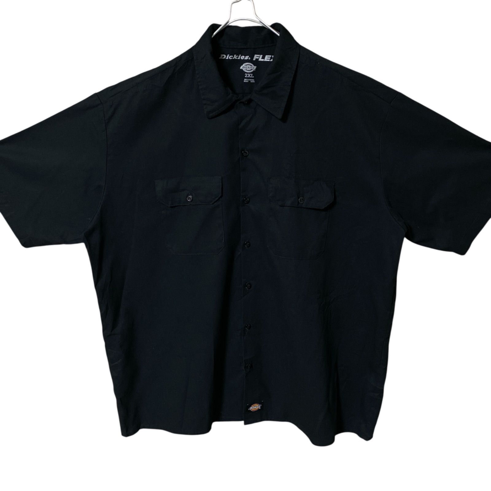 CHM Dickies FLEX 半袖 ワークシャツ ブラック 黒 2XL ビッグサイズ ストレッチ メンズ レディース ユニセックス 古着 ディッキーズ 無地