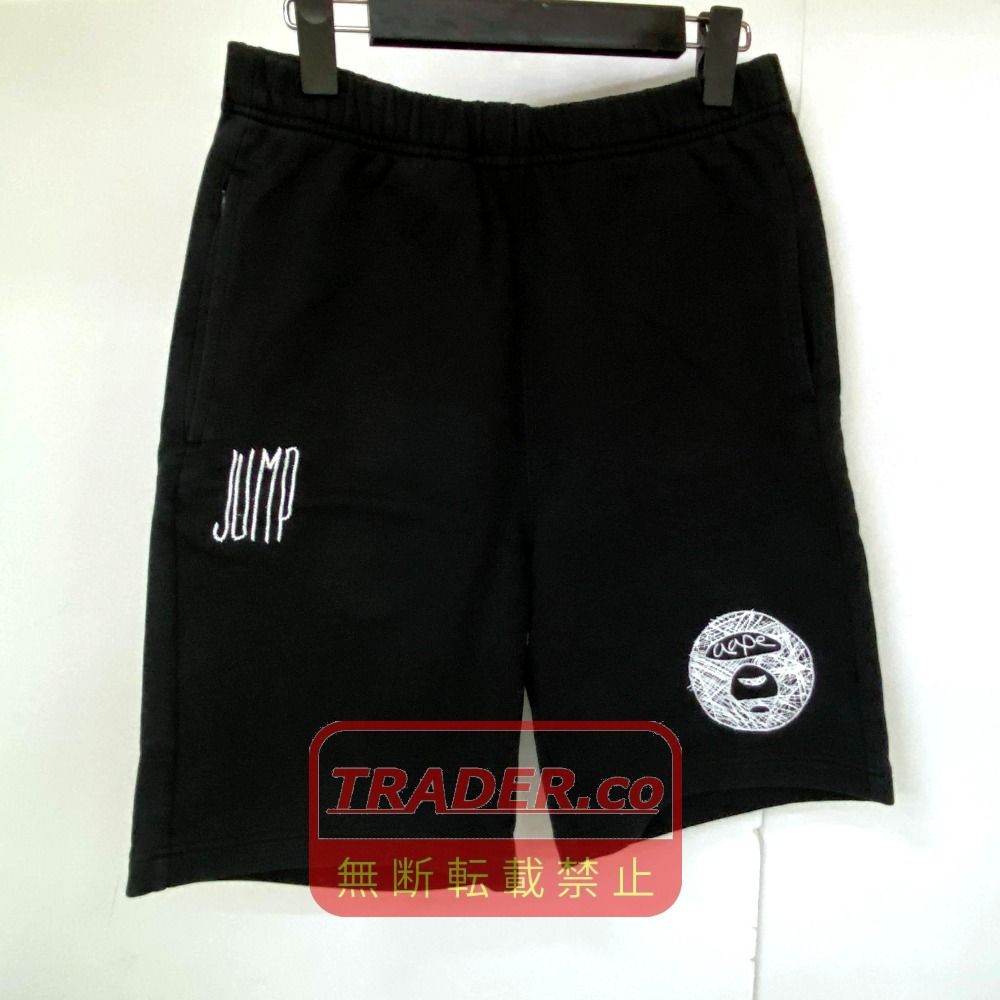 03w26062 AAPE BY A BATHING APE ロゴ入りスウェットショーツ ハーフパンツ ブラック 黒 サイズM メンズ エーエイプ アベイシングエイプ ストリート ボトムス