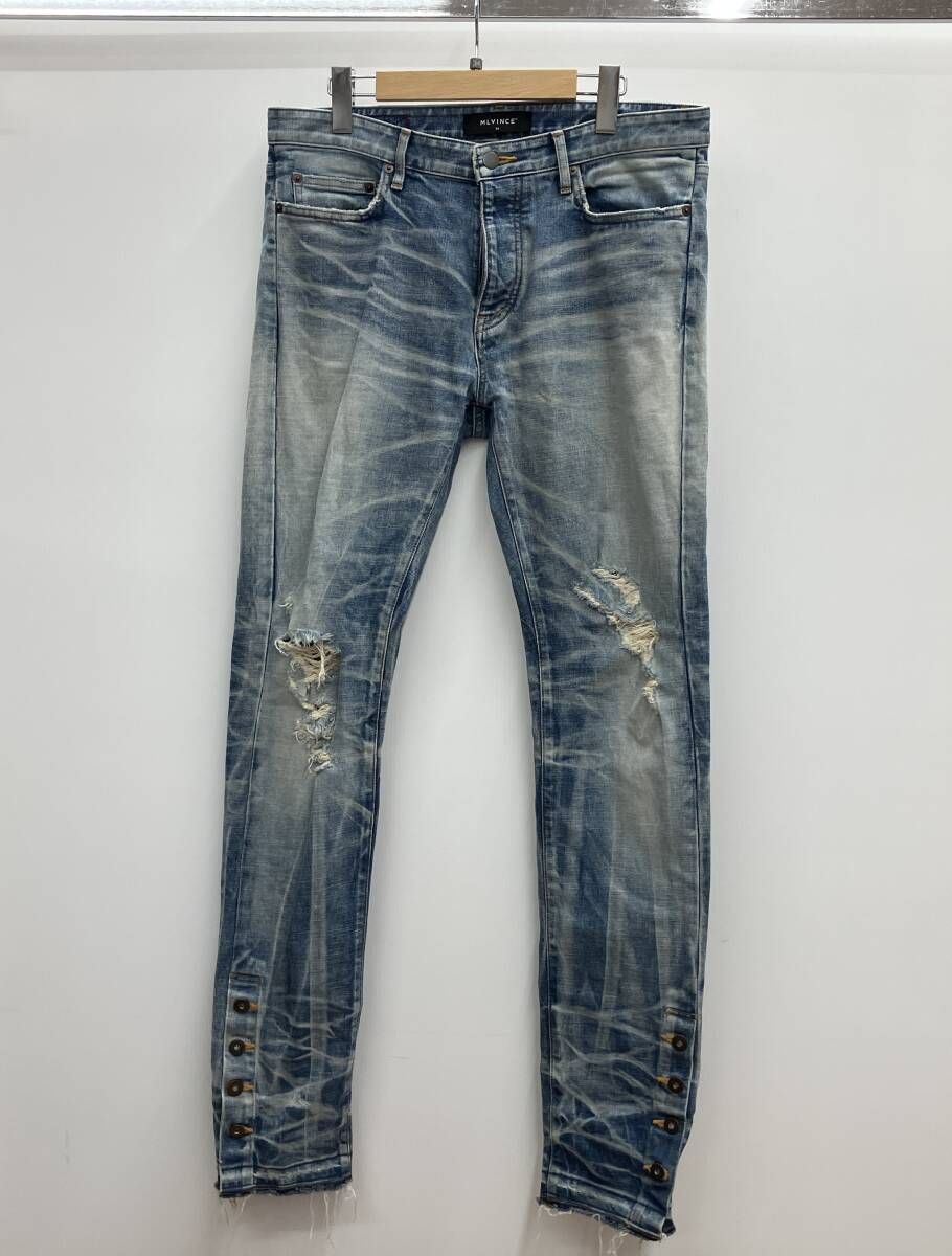 MLVINCE メルヴィンス Type-1 Slim Damage Jeans スリム ダメージ ジーンズ デニムパンツ サイズ34 ブルー