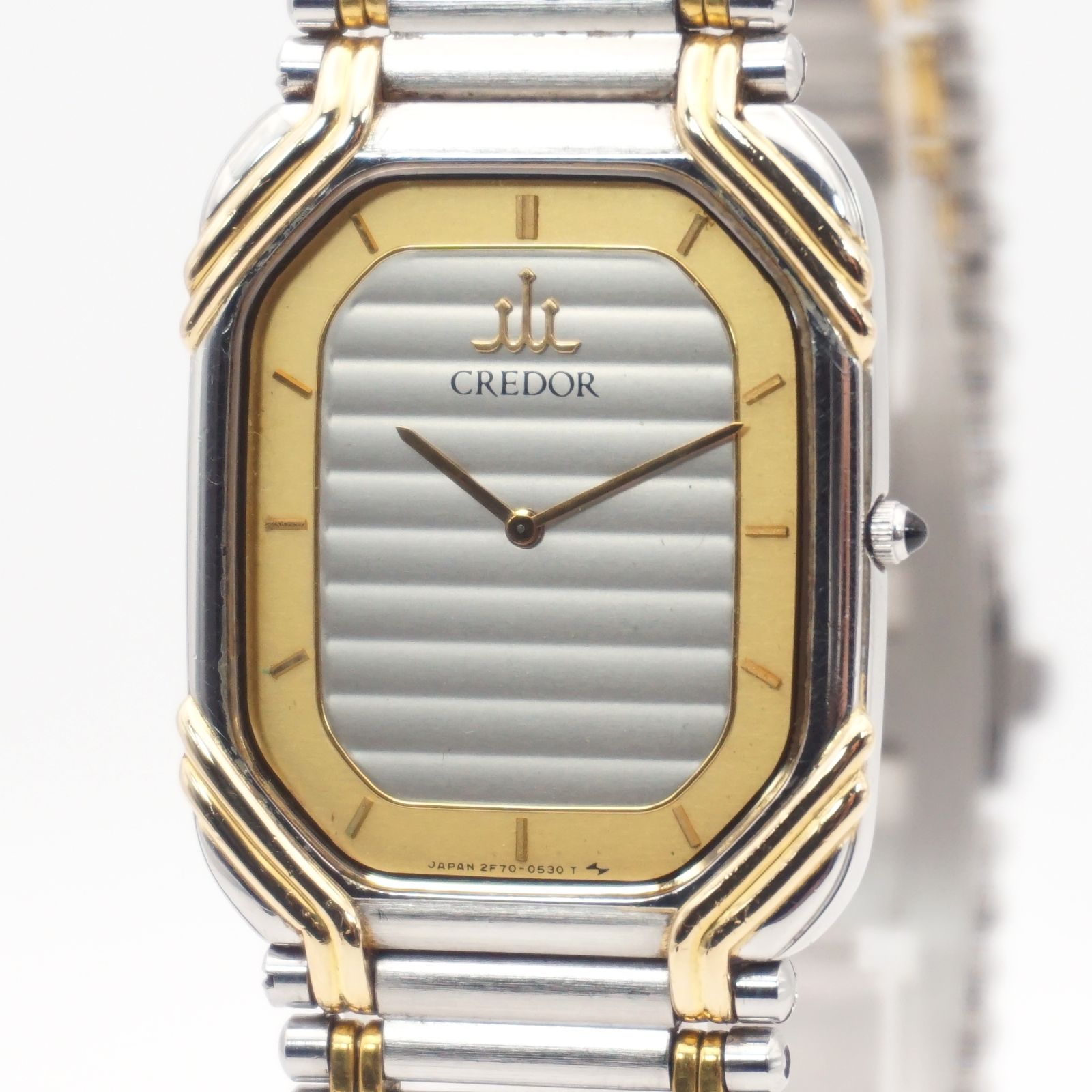 ⭐SEIKO CREDOR 2F70-5480 クレドール 新品電池交換済 メンズ クォーツ ゴールド シルバー 日本製 ビンテージ 時計 日本語訳