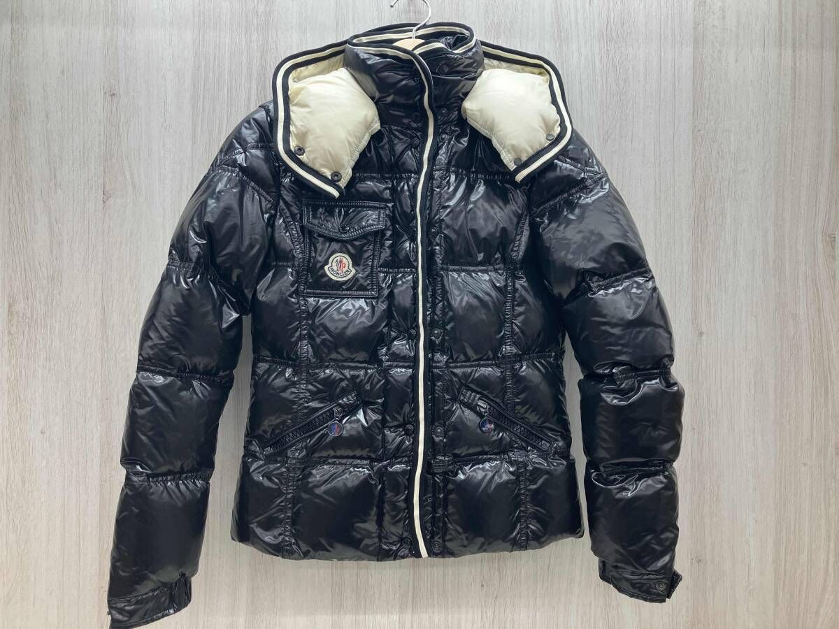 Moncler 黒 QUINCYダウンジャケット フード付 0 MONCLER (モンクレール) フードロゴ フルジップ ダウンジャケット